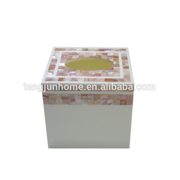 Caja caliente del tejido del hogar del seashell de la caja del tejido del cuadrado de la cáscara de la venta caliente